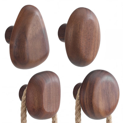 Novabright 8 Pcs Walnut Wood Wall Mounted Coat Hooks Wooden Wall Hooks Wooden Cabinet Knobs Wood Cabinet Knobs Coat Racks for Hanging Towels Clothing Scarf Bag Hat Bedroom Home Office