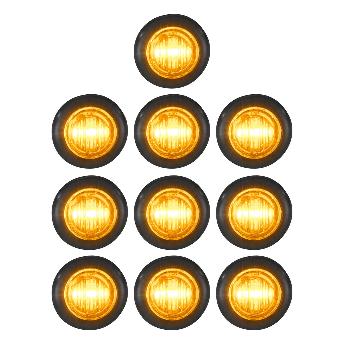 LONG HAUL 3/4in Amber LED Clearance Marker Lights, 10 Pack, ABS Material, Black Trim