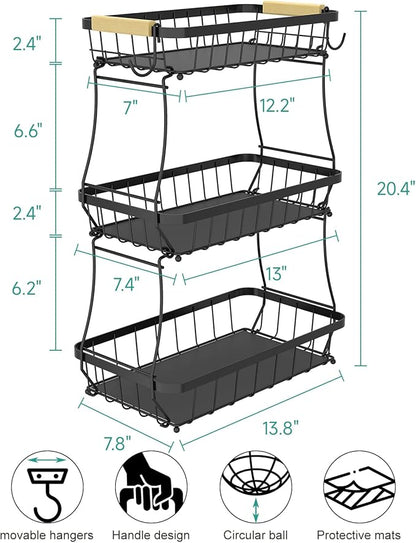 3 Tier Fruit Basket for Kitchen Counter