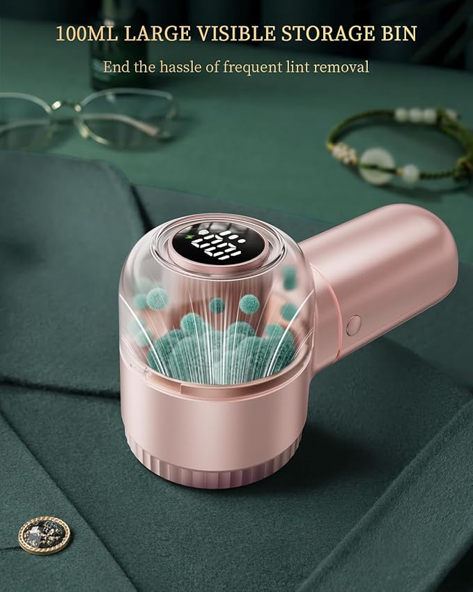 X-Large Fabric Shaver with Lint Brush, Rechargeable Lint Shaver with Digital