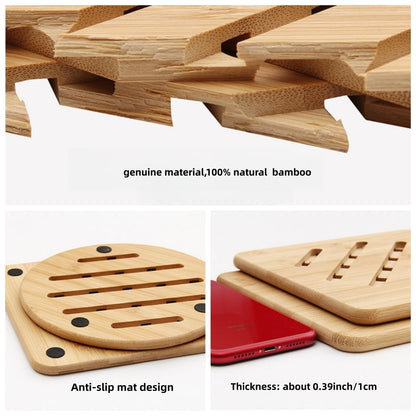 Alfto Hot Pads Trivet,Table Solid Bamboo Wood Trivets for Hot Dishes and Pot with Non-Slip Pads Heat Resistant Pads Teapot Trivet 4pcs(Multi Size,2 Square 2 Round)