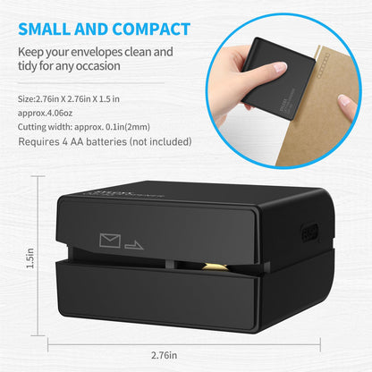 Battery Operated Electric Letter Opener - Letter Openers Envelope Slitter, Envelope Opener, Mail Opener, Universal Envelope Efficient Letter Opener Tool for Office, Home (Black)