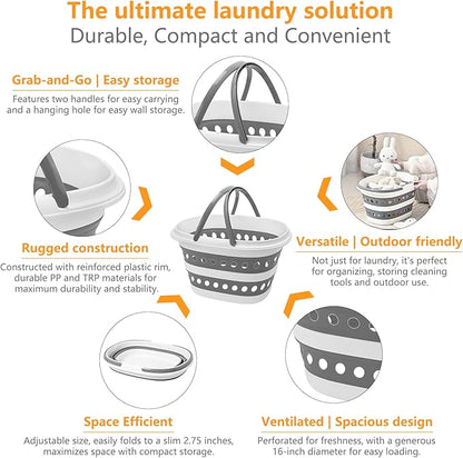 Compact Collapsible Laundry Basket, Small Size Pop-Up Hamper Perfect