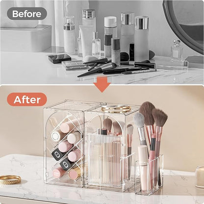 Modular Makeup Organizer, Clear Acrylic Cosmetic Storage Box with Drawer, Vanity Countertop Organizer for Makeup, Skincare and Beauty Accessories – Multiple Styles