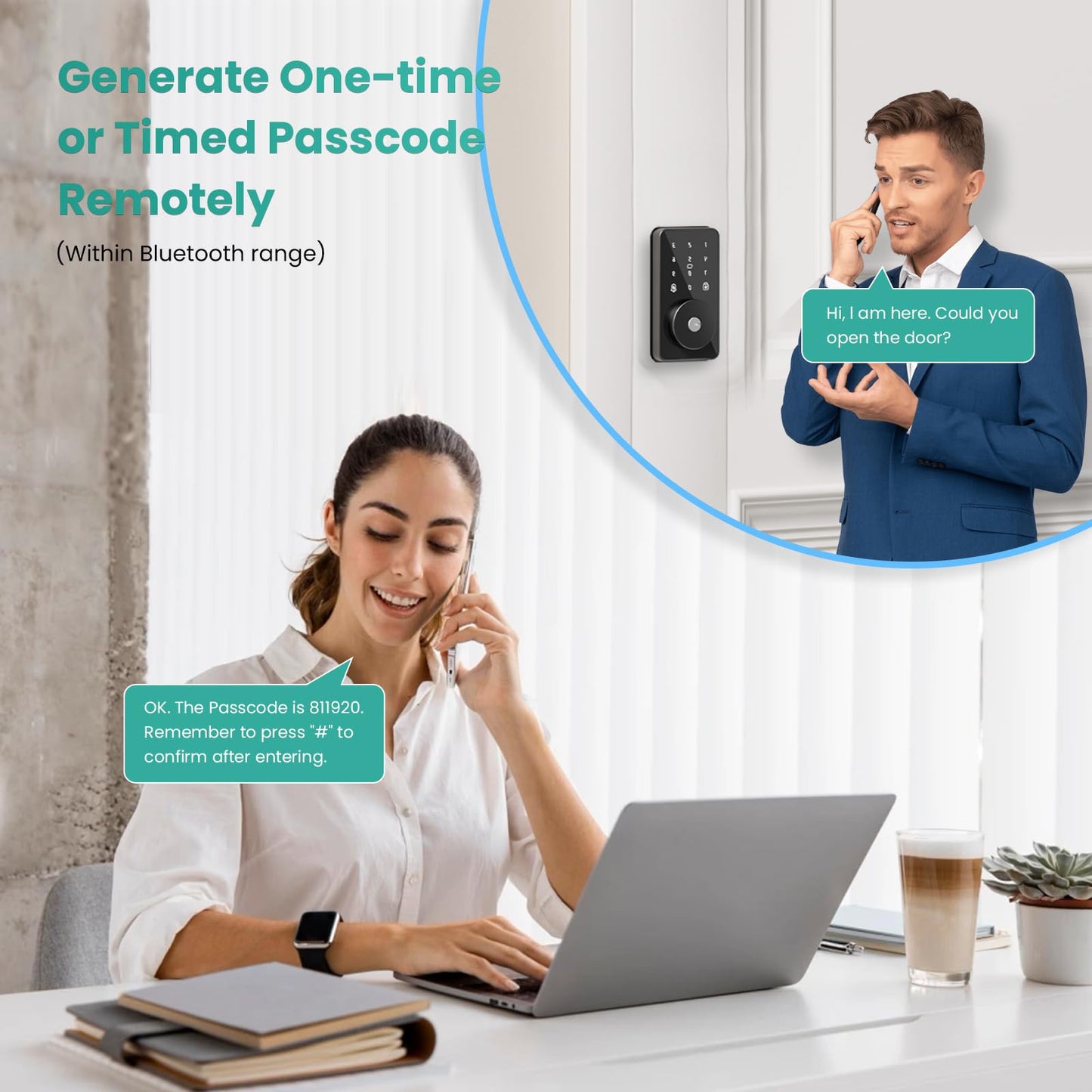 Smart Lock, 4-in-1 Keyless Entry Door Lock for Front Door, 6 Digital Code Door Lock with Keypad, Bluetooth Smart Deadbolt, App Control