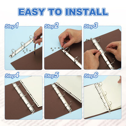 PATIKIL A5 3 Hole Ring Binder Mechanisms, 3 Set 0.8" D Ring Replacement Binder Planner Loose Leaf Binding Spines for Organizers DIY Fill Paper Storage Folder Accessories, 25mm Silver Tone