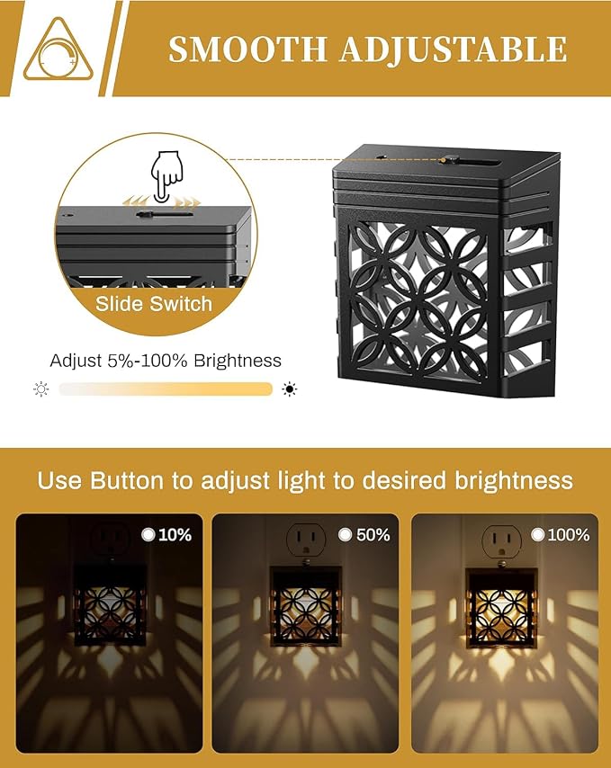 DORESshop Plug in Night Light [2 Pack], Night Lights Plug Into Wall, Dusk to Dawn Sensor Night Lights, Adjustable Brightness, Decorative Nightlight for Bathroom, Hallway, Stairway, Soft White