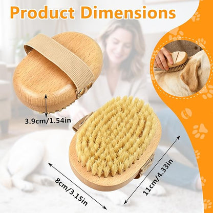 Soft Boar Bristle Pet Palm Brush for Short Haired Dogs Cats, Reduce Shedding, Ergonomic Easy-Hold Design, Reduces Wrist Stress for Daily Grooming
