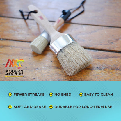 Chalk Wax Paint Brush 4PCs Set Including 3 Small for Furniture Painting and 1 Large Bristle Paint Brushes Set Compatible with Annie Sloan Paint, Fusion Mineral Paint