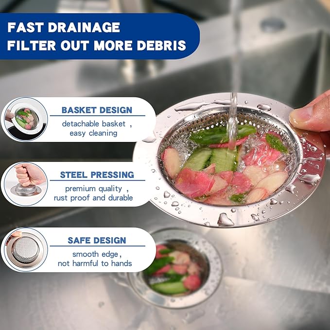 RQYEKDO Kitchen Sink Strainer Stainless Steel