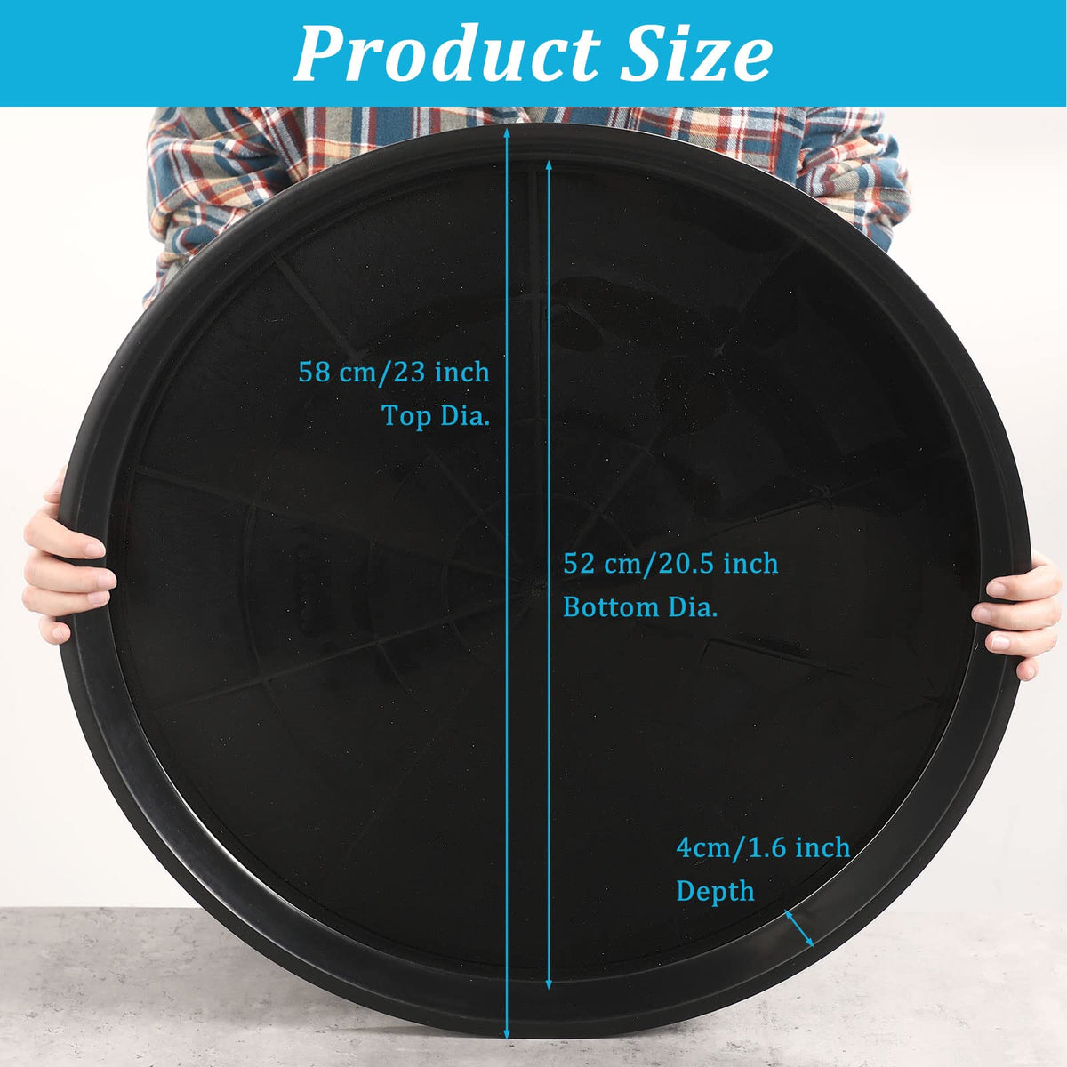 Eccliy 10 Packs 23 Inch Plastic Large Plant Saucers Heavy Duty Planter Trays Jumbo Flower Pot Saucers Plastic Water Trays for Indoors and Outdoors