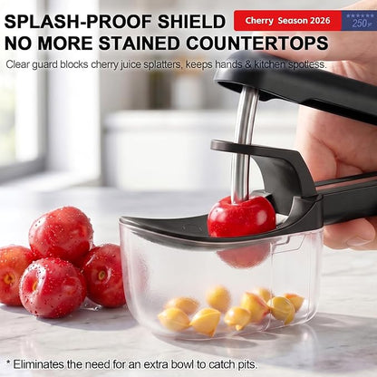 Cherry Pitter Tool Cherries Pitter Stainless Steel Rod for Making Cherry Jam with Lock Design(Black)