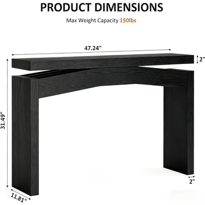Celaform Console Table for Entryway, 47.2 Inch Long Sofa Table Behind Couch, Farmhouse Wood Style Accent Foyer Entrance Tables for Living Room, Hallway, Easy Assembly (Black)