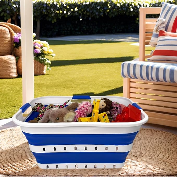 SAMMART 42L Collapsible Plastic Laundry Basket
