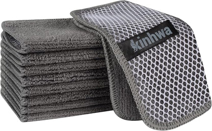KinHwa Kitchen Washcloths for Dishes Absorbent Microfiber Dish Cloths Quick Dry