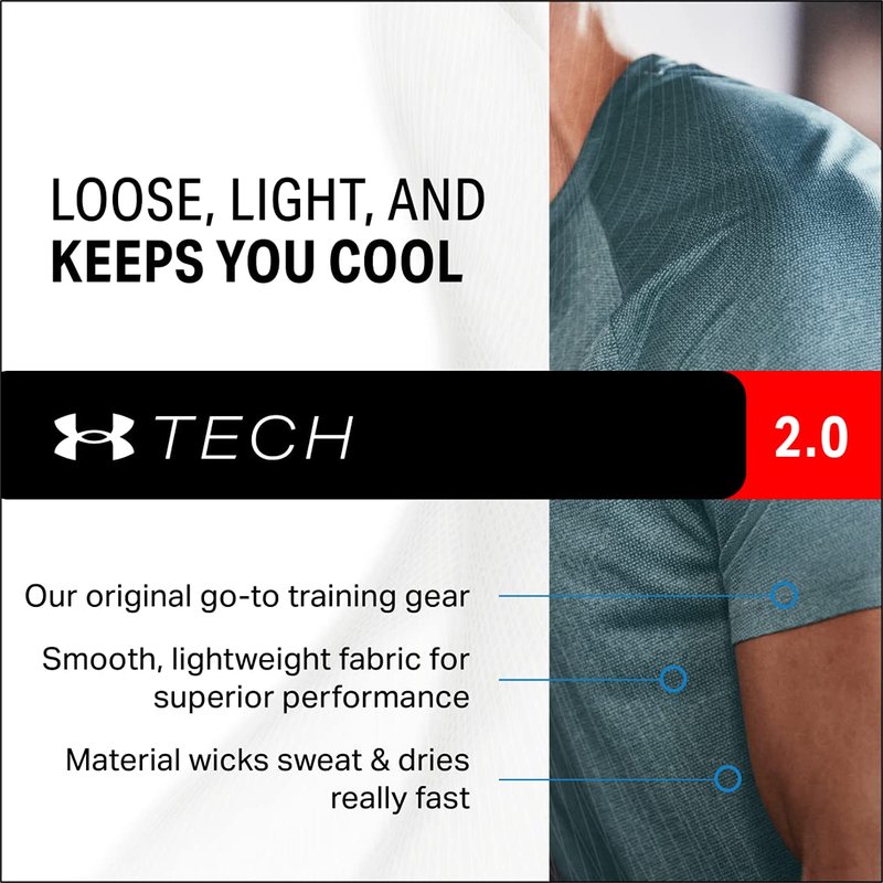 Under Armour Men's Tech 2.0 Short-Sleeve T-Shirt , X-Ray (786)/Black, Large