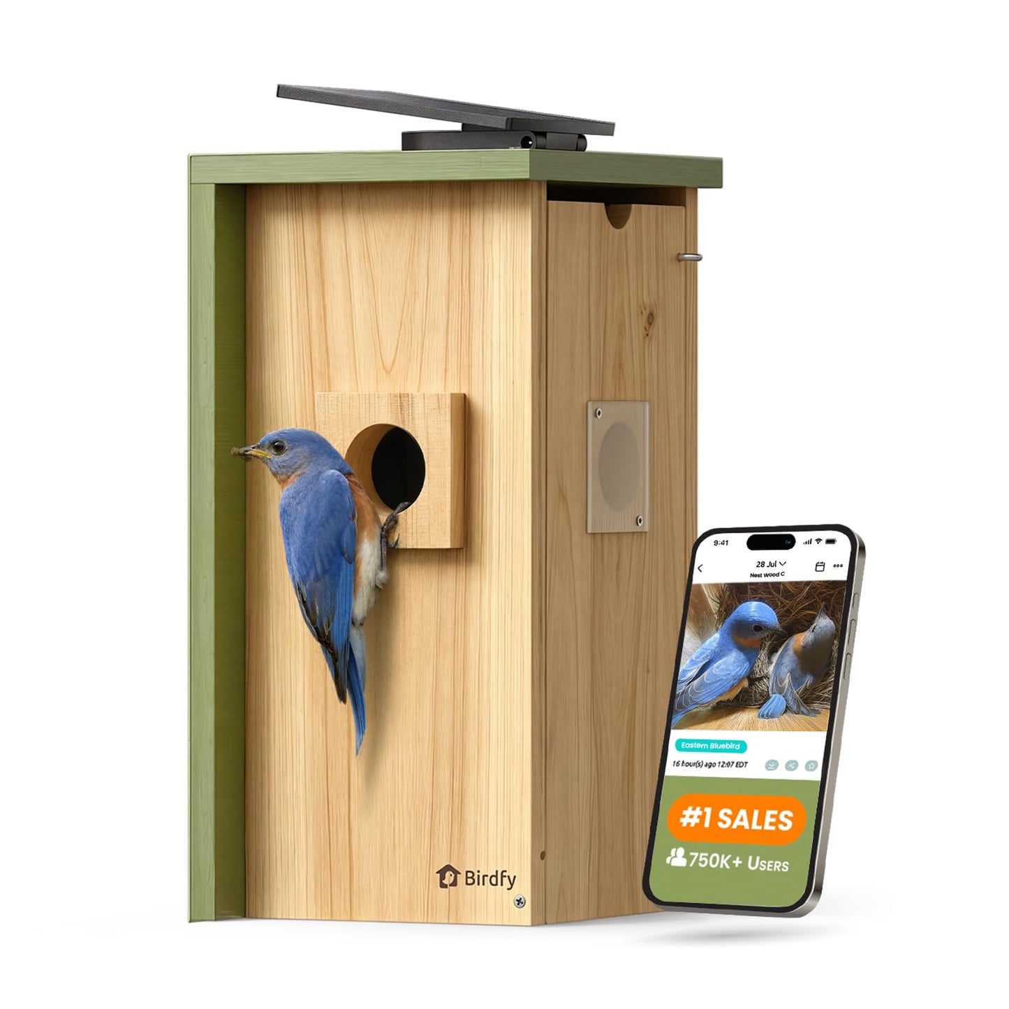 Birdfy Bird House with Camera Solar Powered with Metal Cladding for Outside, Bird Box with AI Bird ID, 1080P FHD & Night Vision for Bird Nest Watching, Auto Detect & Notify, Ideal Gift for Bird Lovers