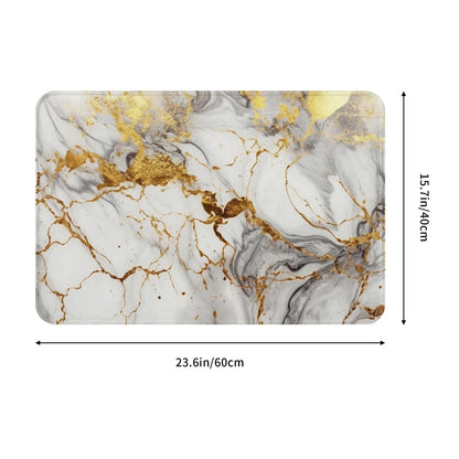 Jbofyee Golden White Marble Print Bath Mat 24x16 Inch Non-Slip Soft Microfiber Bathroom Rugs Washable Bathmat, Carpet Rug Entryway Decor for Tub Shower Room Floor