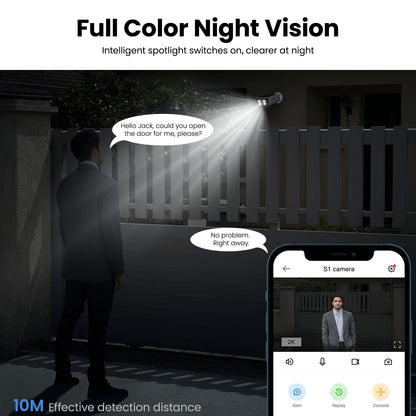 AOQEE Cameras for Home Security-2K Wireless Security Camera Outdoor with AI Motion Detection & Siren, Non-Stop Solar Powered Charging, Color Night Vision, SD/Cloud Storage, Waterproof, S1 4P