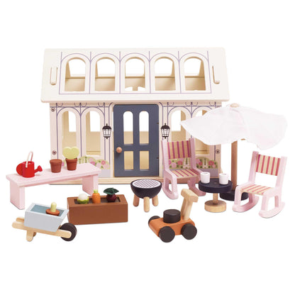 Le Toy Van Wooden Dolls House Conservatory Extension – FSC® 100% Certified Sustainable Add-On – Plastic-Free Furniture Accessory for Kids
