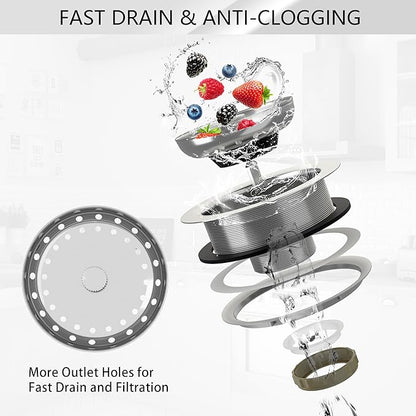 Kitchen Sink Drain 3-1/2 Inch Brushed Stainless Steel Sink Drain Strainer