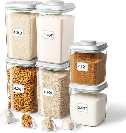 Ankou Food Storage Container Sets, 2.8 Qt *2+ 4.2 Qt *4 Airtight Canisters