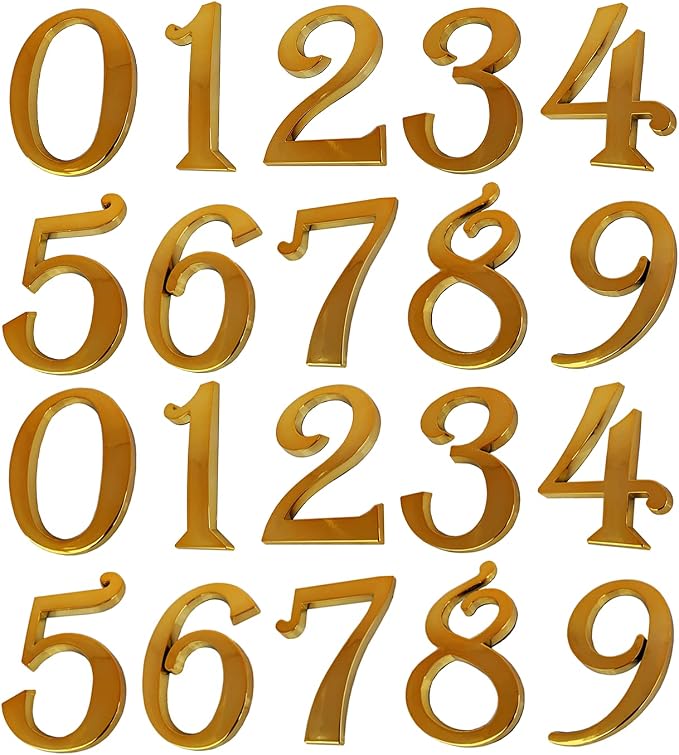 Mailbox Numbers, Self Adhesive House Door Address Sign Stickers for Aprtment Office Home Room Condo, Gold Shining, Waterproof and Durable.(Gold, 2.75" - Set of 20)