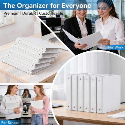 SUIN 3 Ring Binder Bulk 36 Packs -Premium 1'' Binders with Roung Ring Binder, Large 200 Sheet Capacity, Fit 8.5" x 11" US Letter Size Paper, White (1'' White - 36 Packs)
