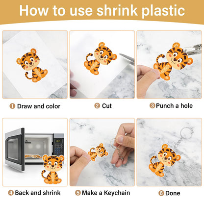 CRTWDMAN 161 Pcs Shrink Paper Keychain Kit,with 30 Pcs Shrinky Plastic Sheets 7.9"x5.7",Hole Punch,Lobster Clasps,Jump Rings DIY Crafts for Adults and Teens