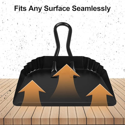 Heavy Duty Black Metal Dust Pan -Handheld Dustpan