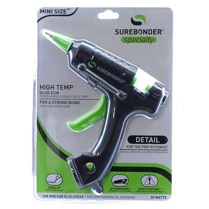 Surebonder Mini Hot Glue Gun with Fine Tip Nozzle - 20W High Temp Detail Tip Glue Gun for Crafts, DIY, & Repairs, Uses 7/16" Mini Glue Sticks