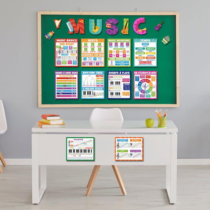 Chiisong 19 Pcs Music Classroom Decorations Music Posters Music Bulletin Board Set Musical Educational Posters Music Elements Bulletin Board Poster for Primary Middle High School Classroom Decorations