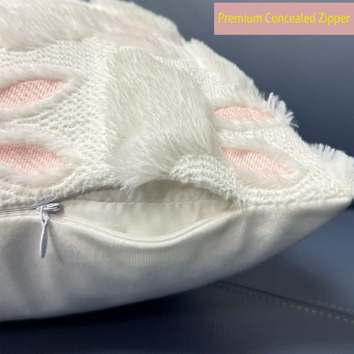 XLMJDZQ Easter Pillow Covers 18x18 Inch, Spring Pillow Covers Set of 2, Super Soft Plush Throw Pillow Shams with Bunny Design for Couch, Farmhouse Spring Decor, Hidden Zipper & Machine Washable
