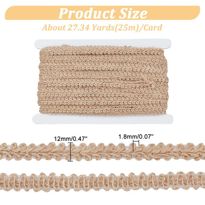 PH PandaHall 22 Yard Braided Burlap Ribbon Burlywood Lace Craft Ribbon 11mm(3/8 Inch) Rustic Woven Braid Trim Jute Ribbons for Bohemian DIY Crafts Costume Slipcover Curtain Clothing Sofa Home Decor