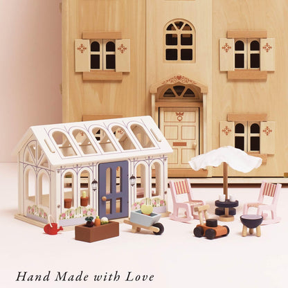 Le Toy Van Wooden Dolls House Conservatory Extension – FSC® 100% Certified Sustainable Add-On – Plastic-Free Furniture Accessory for Kids