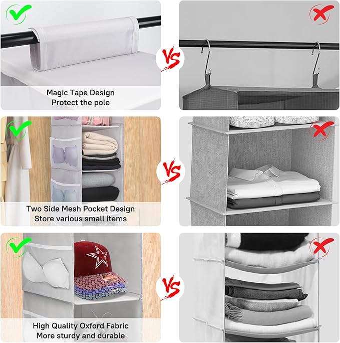 PetsHome 4-Shelf Hanging Closet Organizer, Space Saver, Closet Hanging Storage