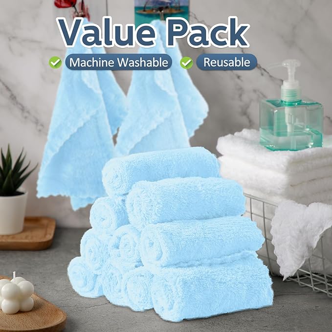 Newwiee 100 Count Washcloths Quick Drying Bathroom Wash Clothes 12 x 12 Inch