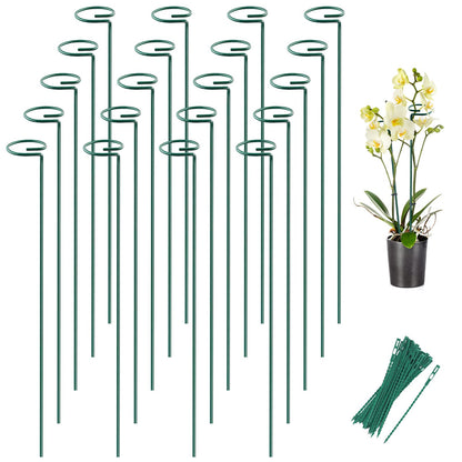 Joyhalo 20 Pack Plant Support Stakes 24 Inch, Plant Stakes, Flower Stakes with 24 Twist Ties, Garden Sticks for Plants Iris, Dahlia, Gladiolus, Amaryllis, Rose, Sunflower, Tomato, Sapling Etc