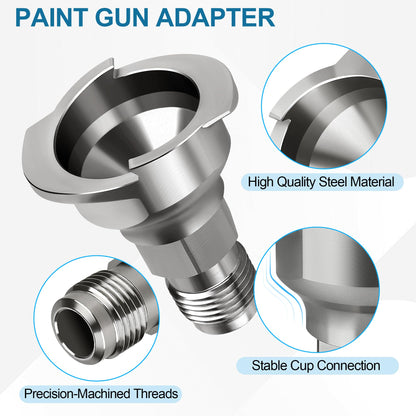 Dinlon Spray Paint Gun Adapter#S27, 26119 Spray Gun Adapter Fit for 3M PPS 2.0 Spray Cup System, 16 mm Male 1.5 mm Thread Adapters Compatible with Graco Snap-On TranStar DeVilbiss Binks Matco Spray
