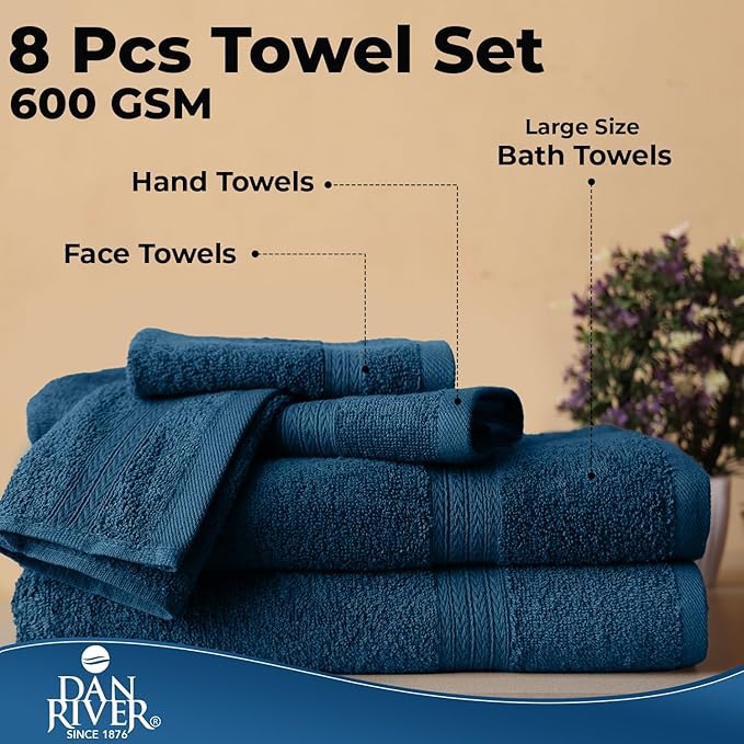 DAN RIVER 8 PC Luxury Bath Towels