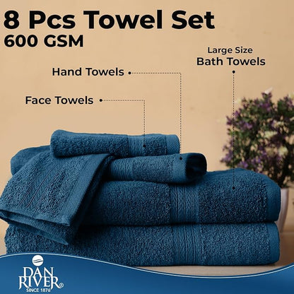 DAN RIVER 8 PC Luxury Bath Towels