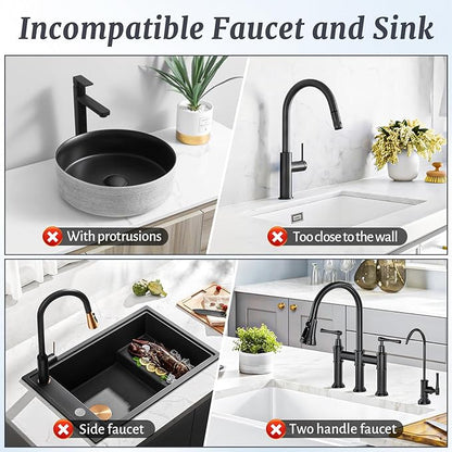 PoYang 14.6 inch Faucet Mat for Kitchen Sink Splash Guard, 7° Slope Silicone