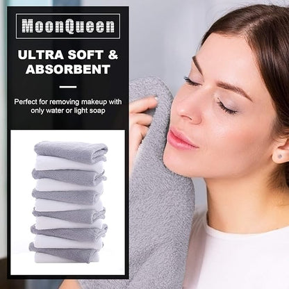 MOONQUEEN Microfiber Facial Cloths Fast Drying Washcloth 12 Pack