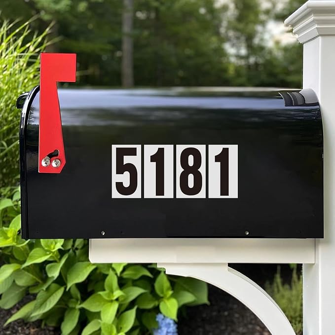 4 inch Adhesive Numbers for Mailbox, Vinyl Reflective Mailbox Number Stickers, 120 Pcs Self Adhesive Number Decals, Pre Spaced Number Signs, for Outside, House, Trash Cans Decal , Cars, Door (Black/White)
