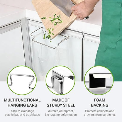 Trash Bag Holder, Stainless Steel Garbage Bag Holder Portable Under Sink Bag