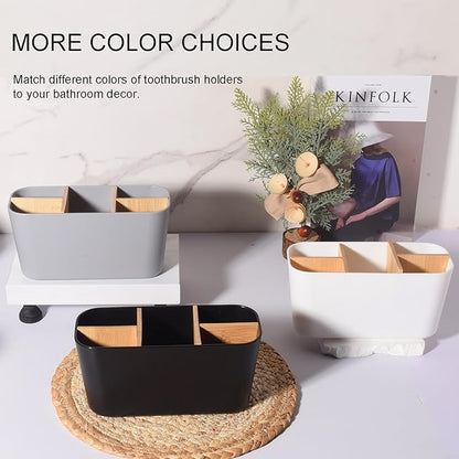 Toothbrush Holders for Bathrooms, Bamboo Tooth Brush Holder