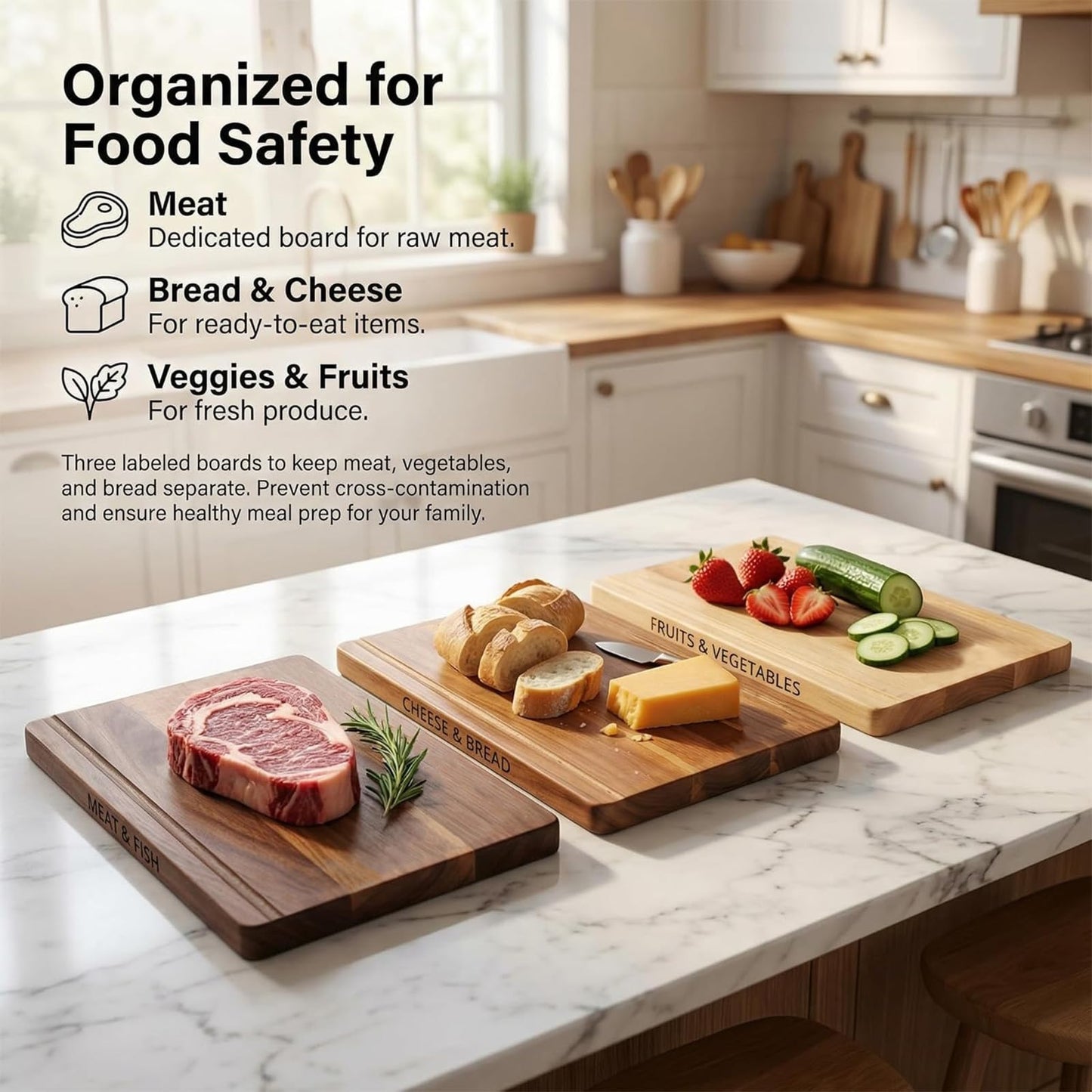 WoofWahouse Book Cutting Board Set - Food Safe, Non-Slip Chopping Boards for Kitchen Organization and Stylish Serving,Acacia Wood