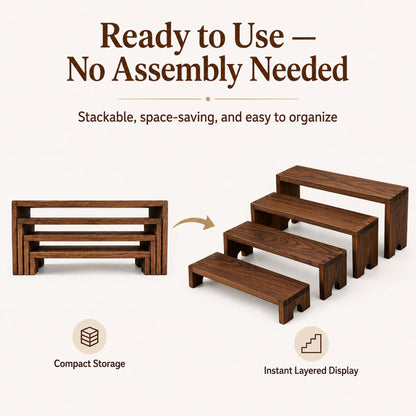 ABenkle 8 Pieces Wooden Tiered Risers Display Stands, Dessert Table Display Food Risers for Vendor Events, Stackable Wood Buffet Risers, Farmhouse Dessert Risers for Desktop Party Catering Cupcake