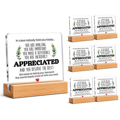 Thank You & Appreciation Gifts Bulk for Coworkers, Friends, Women and Men, Inspirational Gift Ideas, Motivational Desk Decor for Office Home, 4 x 4 Inches, Set of 6