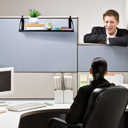 Tandefio Office Cubicle Shelf 24" Hanging Cubicle Storage Organizer File Hanging Shelf Accessories Storage Organizer Bookshelf with Hooks for Home Desk, Black